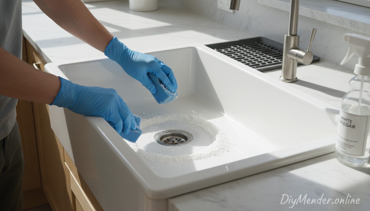 A bright, white fireclay <a href=