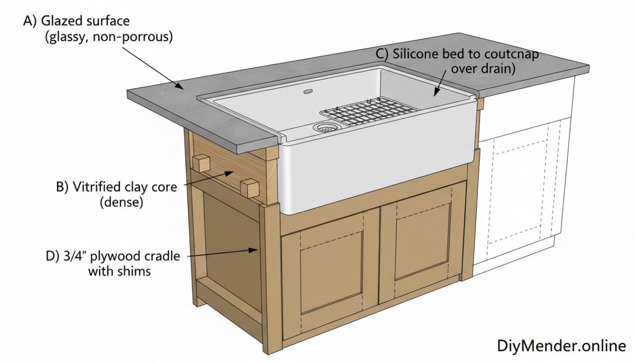 Diagram: cross-section of an apron-front <a href=