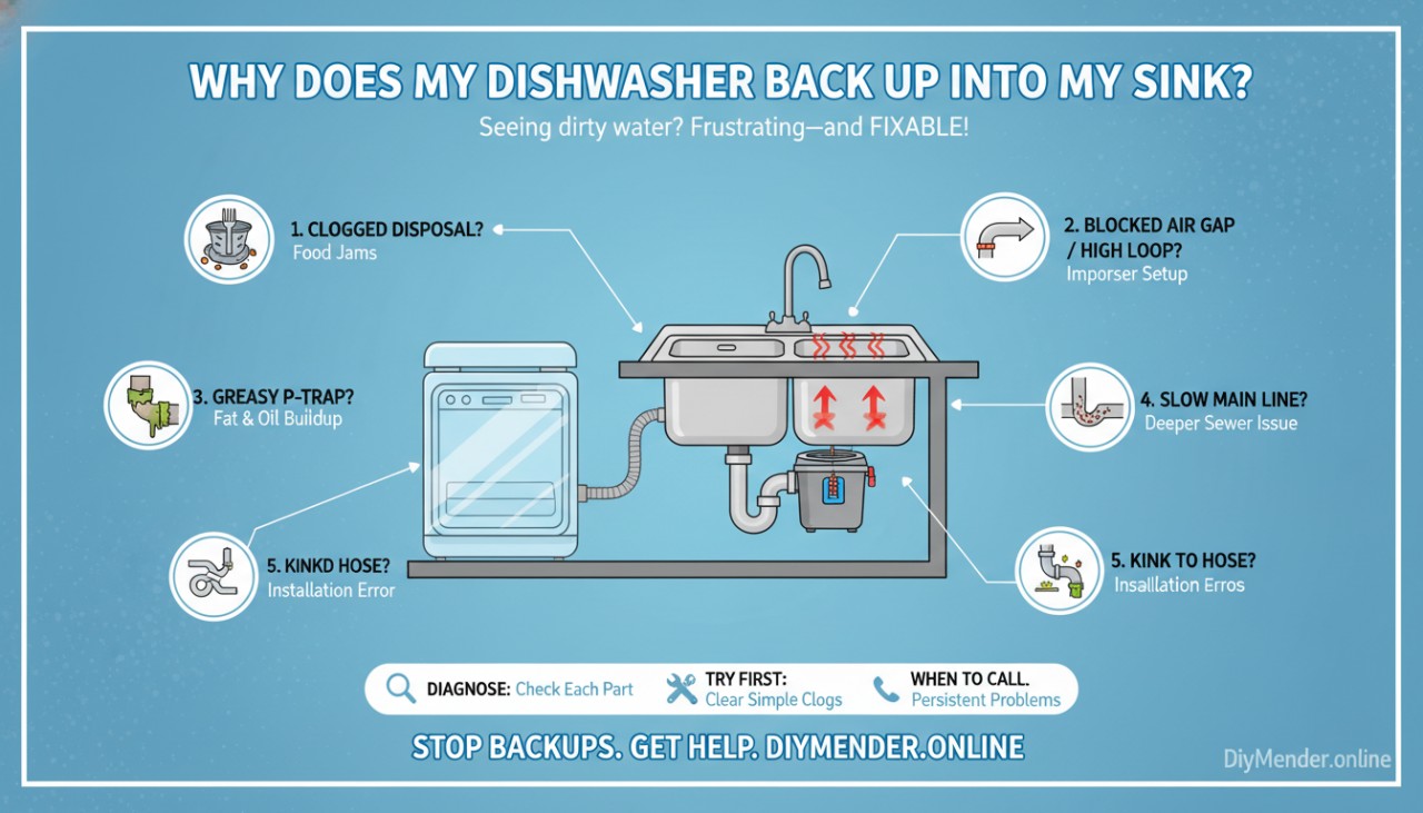 Why Does My Dishwasher Back Up Into My Sink? Causes & Fixes